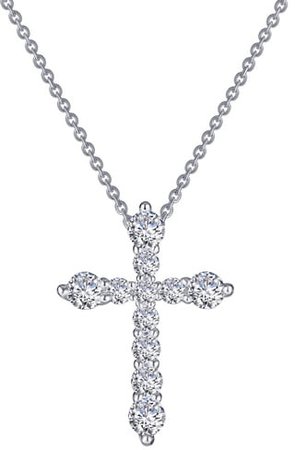 Classic Simulated Diamond Cross Pendant Necklace