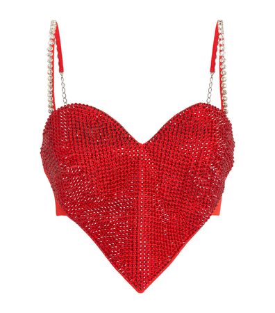 Womens Area Nyc red Wool Embellished Heart Crop Top | Harrods # {CountryCode}