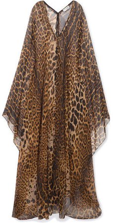 Leopard-print Silk-chiffon Maxi Dress - Brown