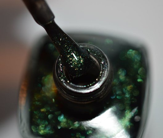 Black Nail Polish with Green Sparkle MEROPE | Etsy