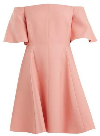 Off Shoulder Silk Crepe Dress - Womens - Pink