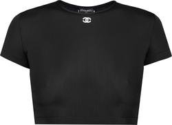 Chanel Spring 1995 Black Logo Embroidered Crop Top | EL CYCER