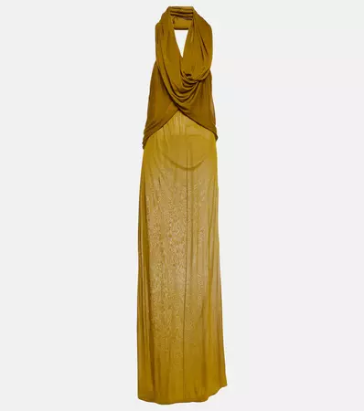 Hooded Jersey Gown in Green - Saint Laurent | Mytheresa