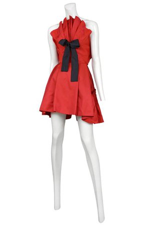 Christian Lacroix Red Taffeta Bow Dress For Sale at 1stdibs