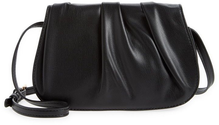 Gathered Faux Leather Crossbody Bag