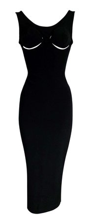 S/S 1993 Jean Paul Gaultier Black Pin-Up Cut-Out 3-D Cone Wiggle Dress For Sale at 1stDibs