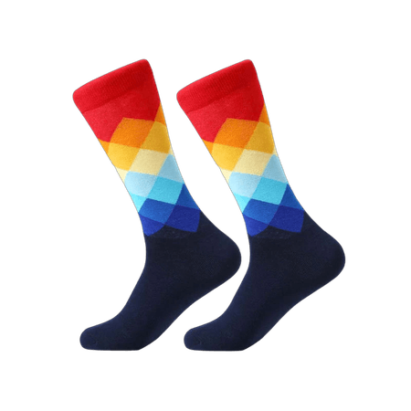 mens socks | fun men dress socks | diamond pattern socks | rainbow socks | groomsmen socks | wedding socks | patterned socks