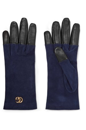 Gucci | Viola suede and leather gloves | NET-A-PORTER.COM