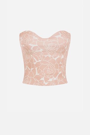 Bustier top with rose print