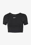Nike Performance AEROADPT CROP TOP - T-shirt med print - black/metallic silver - Zalando.se