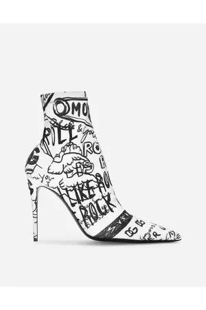 grafiti print ankle boots