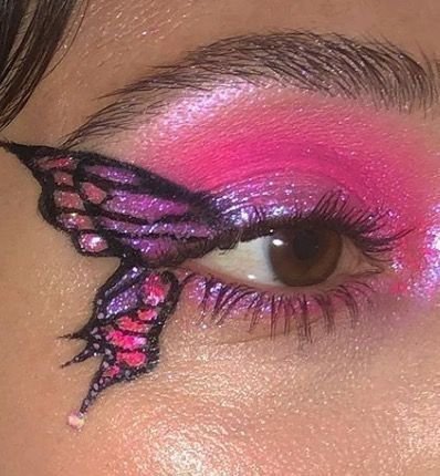 Pink & Purple Butterfly Eye Makeup