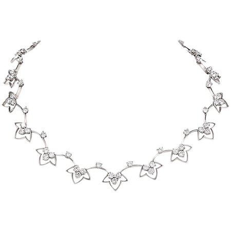 Jewels Deco Diamond Choker Platinum Necklace For Sale at 1stDibs