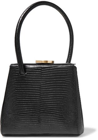 Little Liffner - Mademoiselle Small Lizard-effect Leather Tote - Black