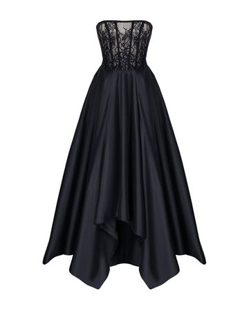 Rasario Women's Black Strapless Silk And Lace Corset Gown