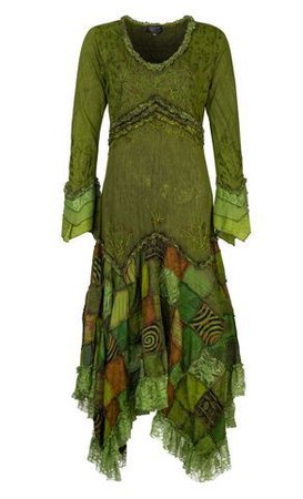 Green boho dress