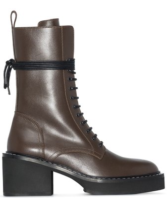 Khaite Cody 70mm Leather Combat Boots - Farfetch