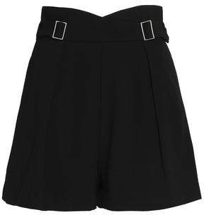 Buckle-embellished Pleated Cady Shorts