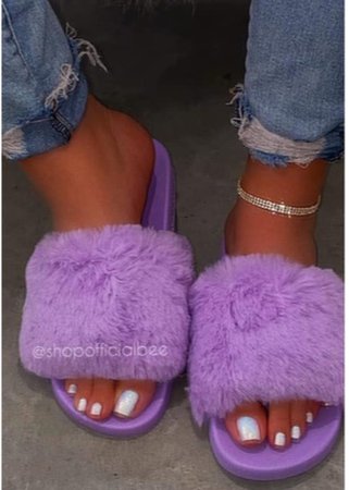 purple fuzzy slides