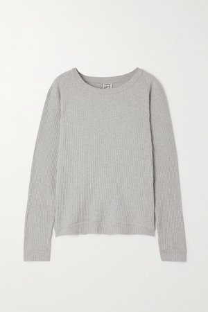 Gray Ribbed organic cotton sweater | Baserange | NET-A-PORTER