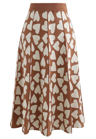 Full of Love A-Line Knit Midi Skirt in Caramel - Retro, Indie and Unique Fashion
