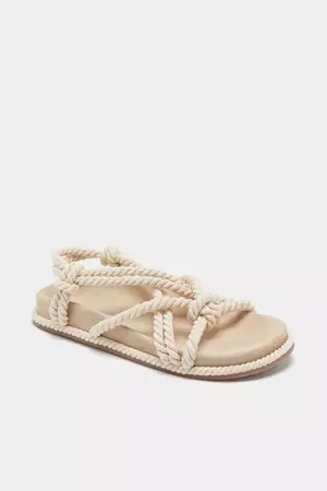 Suri Twisted Rope Flat Sandal in Natural