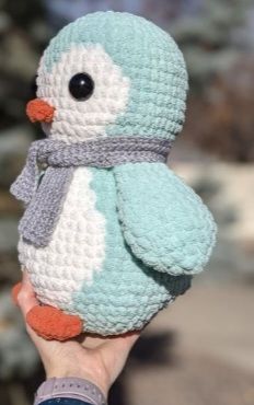 crochet blue penguin