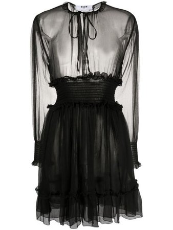 Msgm Sheer Design Dress 2842MDA137207313 Black | Farfetch