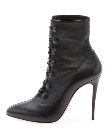 Christian Louboutin French Tutu Button-Loop Napa Red Sole Booties