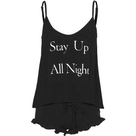 WILDFOX Up All Night Cami Black Pajama set with print ($135)