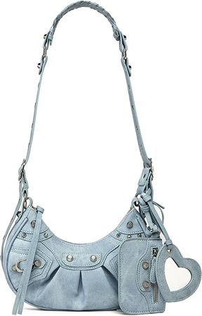 Amazon.com: hepcelt Rivet Shoulder Bag for Women Tassel Satchel Handbags Crocodile Effect Purse Crossbody Bags With Zipped Pouch : Clothing, Shoes & Jewelry