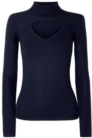 French Connection- Gravity cutout ribbed merino wool sweater