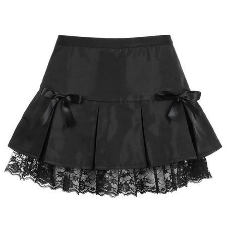 Black Skirt with Lace and Bows