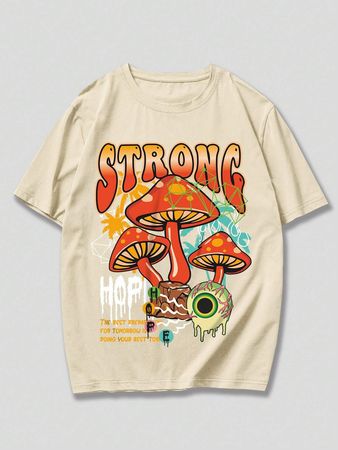ROMWE Men Mushroom & Slogan Graphic Tee | SHEIN USA