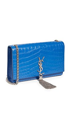 What Goes Around Comes Around YSL Blue Embossed Kate Medium Bag | SHOPBOP