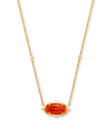 Baroque Elisa Gold Pendant Necklace in Orange Banded Agate | Kendra Scott