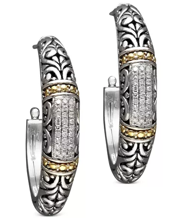 EFFY Collection Balissima by EFFY® Diamond Hoop Earrings (1/4 ct. t.w.) in 18k Gold and Sterling Silver