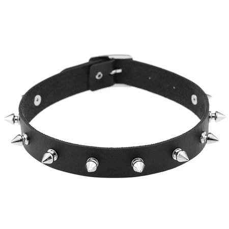 black leather spiked choker