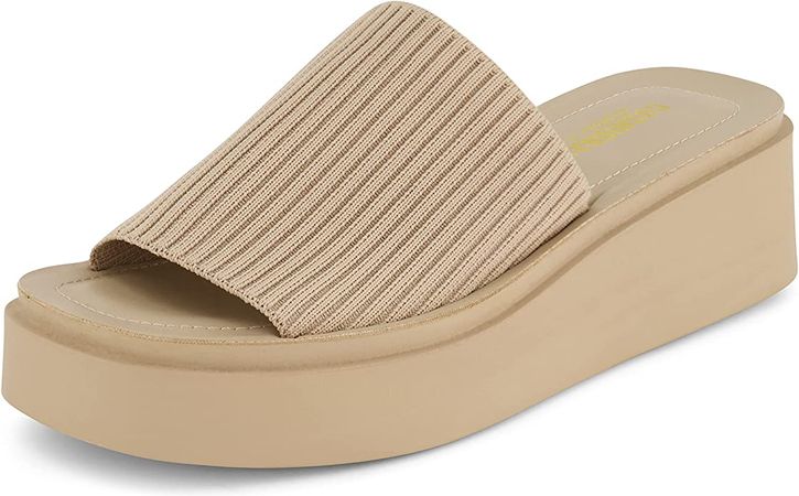 Amazon.com | CUSHIONAIRE Women's Pim knit platform sandal with +Memory Foam | Platforms & Wedges