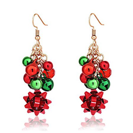 XOCARTIGE Christmas Earring Set Jingle Bell Drop Dangle Earrings Holiday Party Gift for Women Girls (D 1 Pair Bow): Jewelry