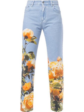 MSGM Rose Print Jeans