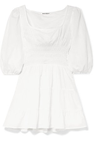Reformation | Verona shirred tiered cotton-gauze mini dress | NET-A-PORTER.COM