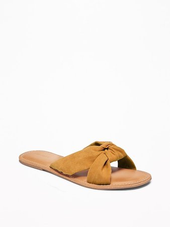 Faux-Suede Knotted-Twist Slide Sandals for Women | Old Navy