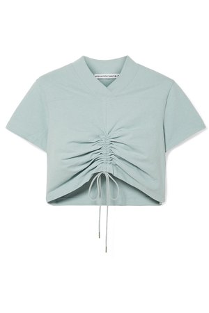 T by Alexander Wang | Cropped ruched cotton-jersey T-shirt | NET-A-PORTER.COM