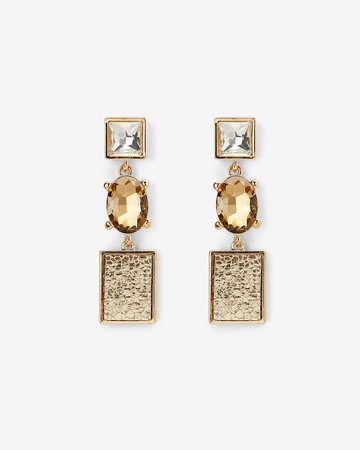 Textured Bezel Stone Drop Earrings | Express