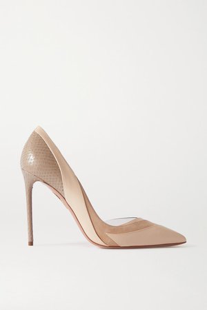 Seine Suede, Leather And Pvc Pumps - Beige