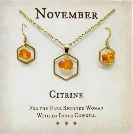 November Birthstone Necklace-Citrine Earrings Gold-Raw Citrine | Etsy