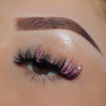 Pink glittery lashes