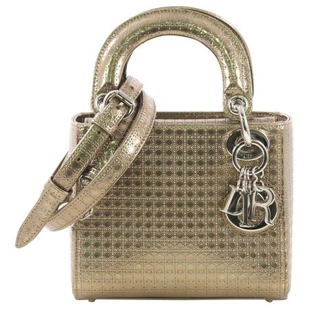 Christian Dior Lady Dior Handbag Micro Cannage Perforated Calfskin Micro For Sale at 1stdibs