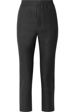 SAINT LAURENT | Cropped satin-trimmed wool and mohair-blend track pants | NET-A-PORTER.COM
